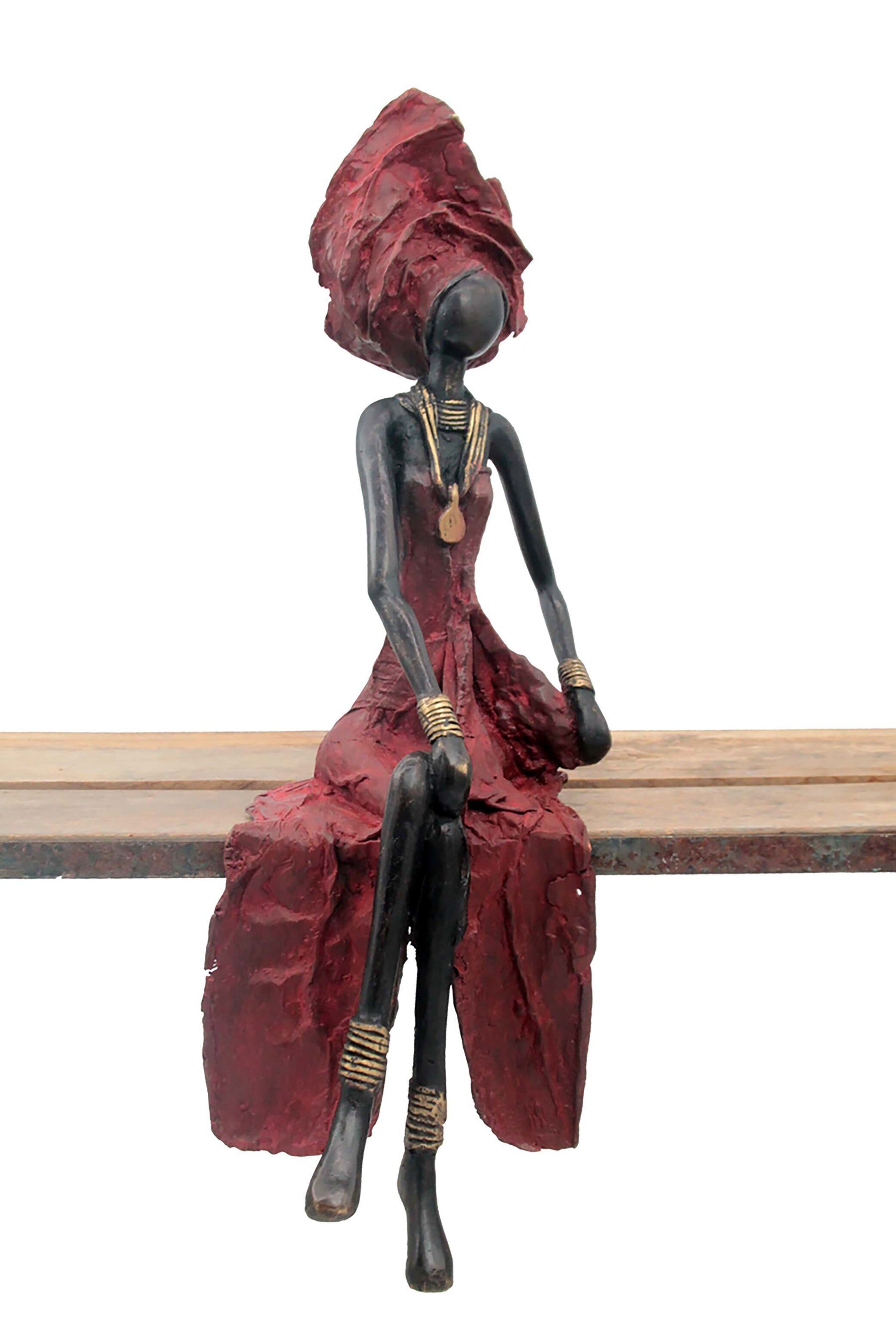Bronzo seduto 40 cm rosso n°11