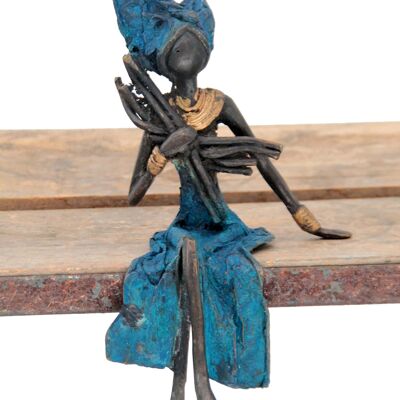 Seated bronze 20 cm blue n°12