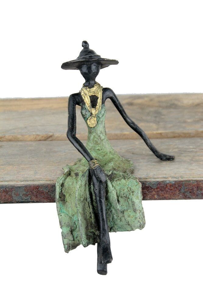 Bronzo seduto 20 cm verde n°12