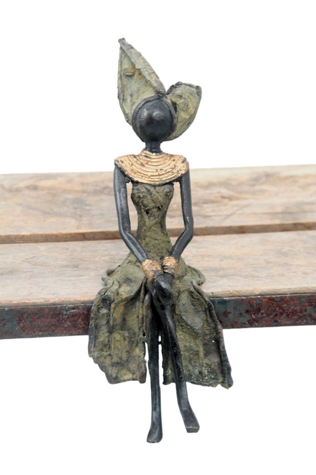 Bronzo seduto 20 cm verde n°11