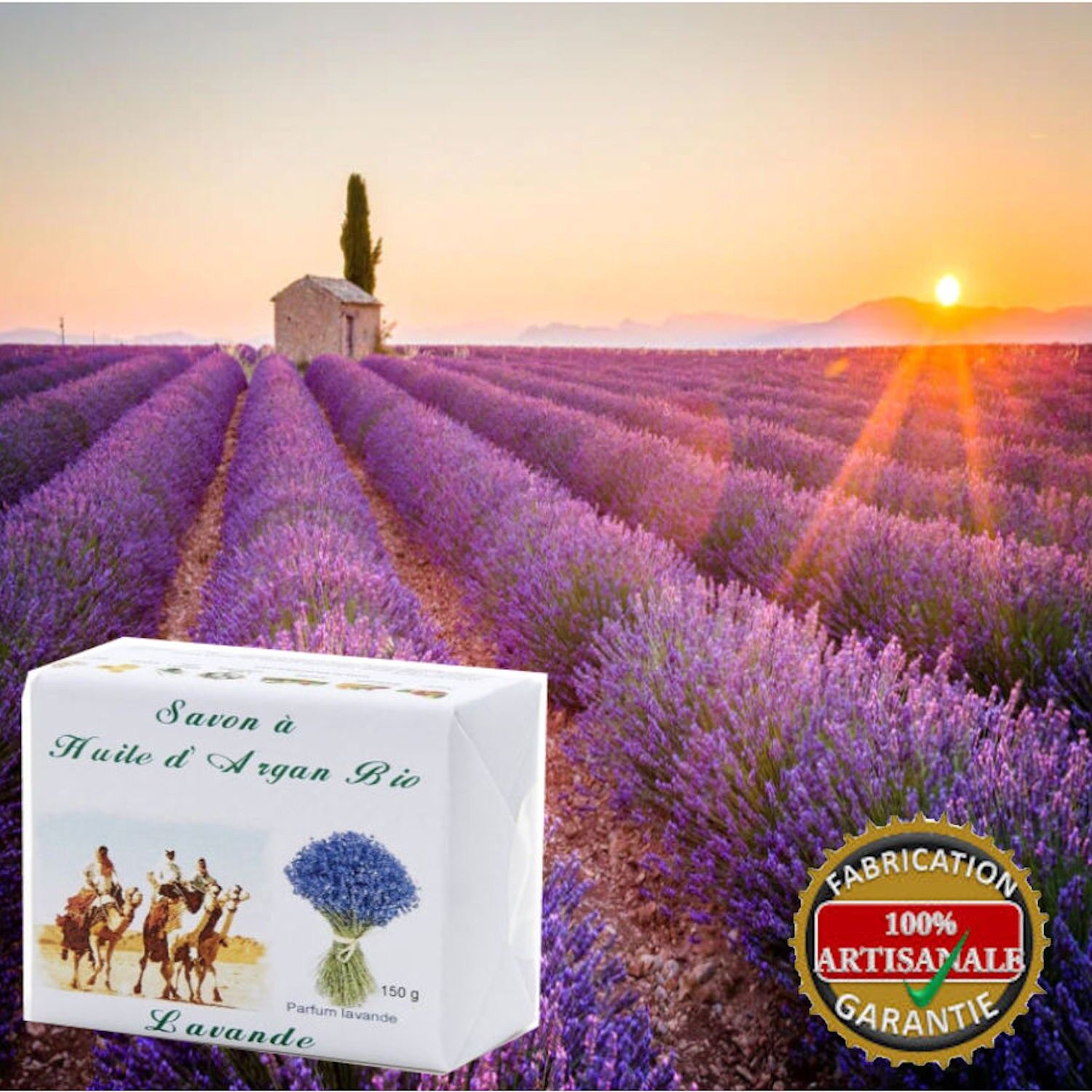 Sapone all'olio di argan bio e lavanda 150g