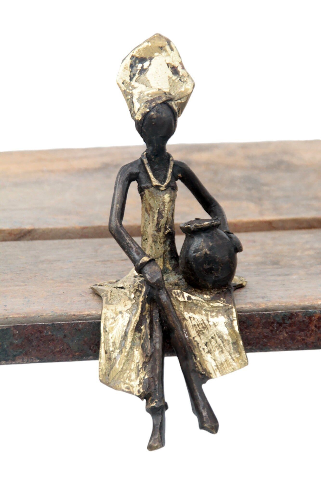 Bronzo seduto cm 15 dorato n°5