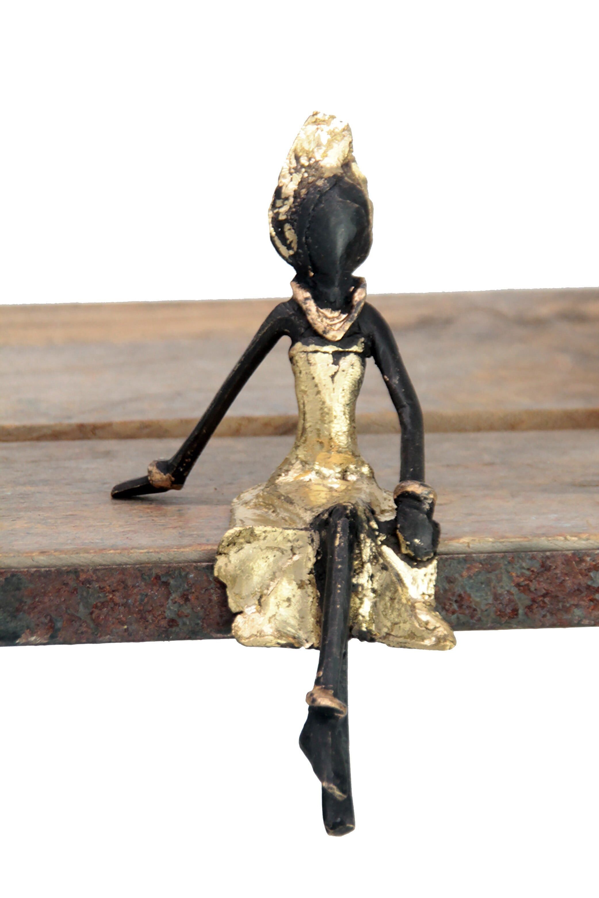 Bronzo seduto cm 15 dorato n°7