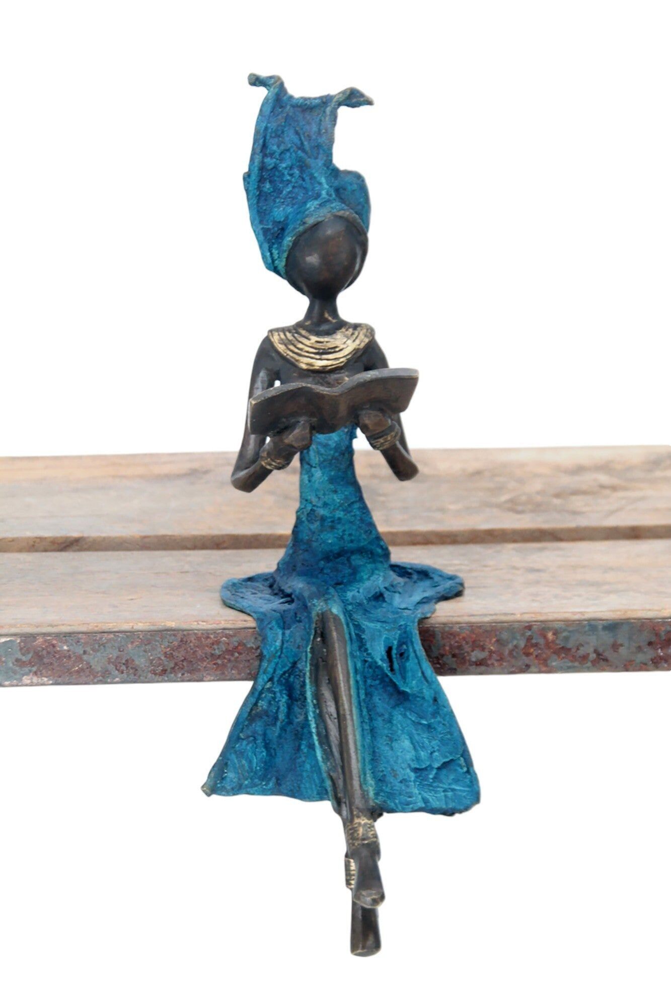 Bronzo seduto 25 cm blu n°24