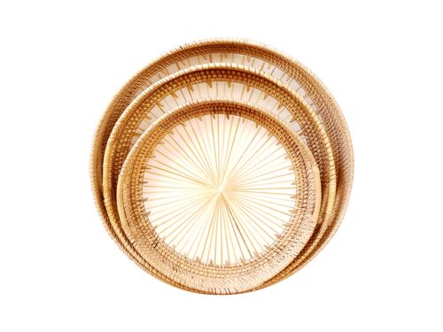 Round Rattan Trays with Resin Center set of 3