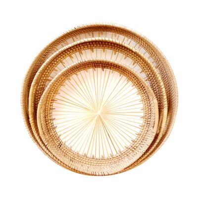 Round Rattan Trays with Resin Center set of 3