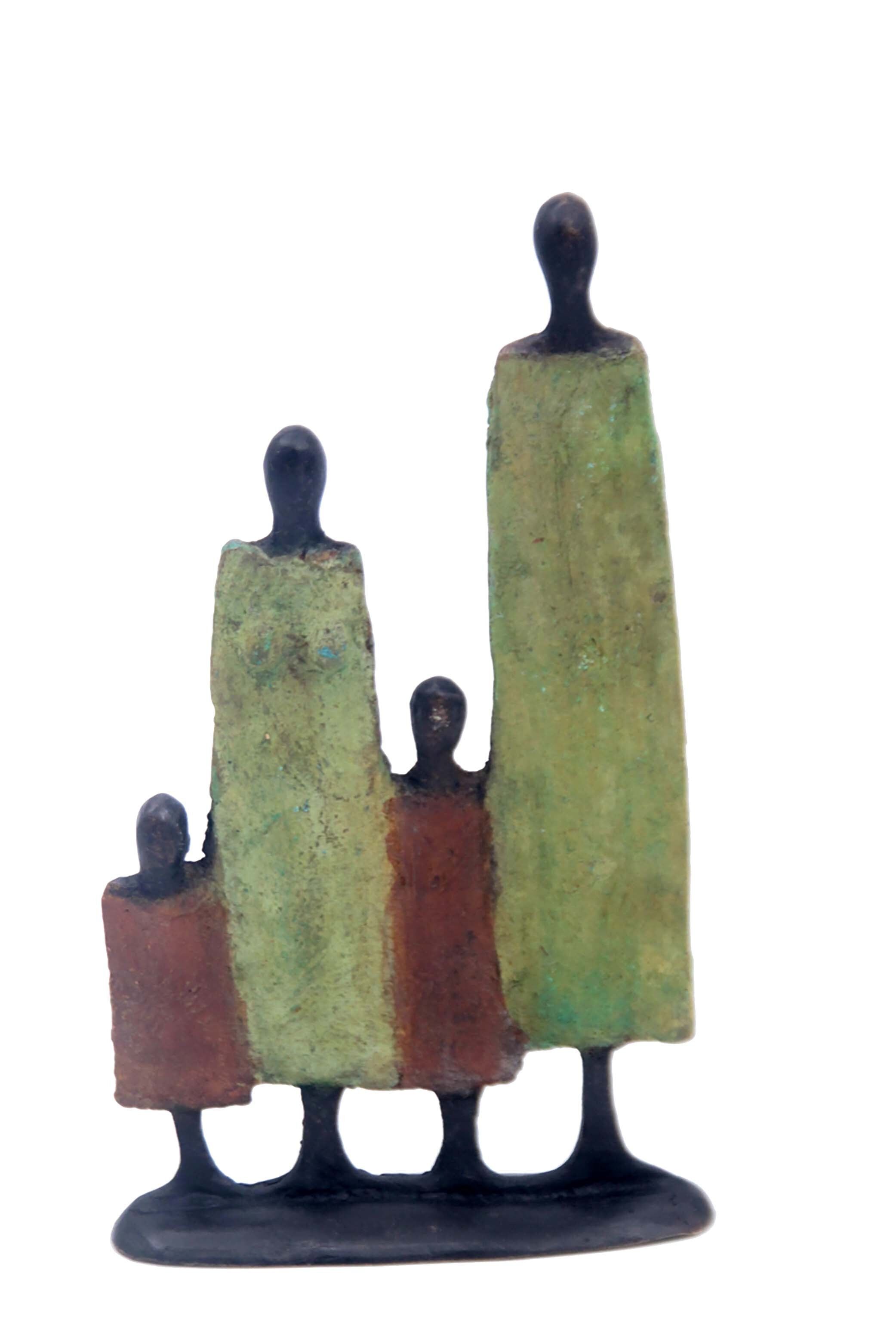 Bronzo famiglia di 4 20 cm marrone e verde n°6