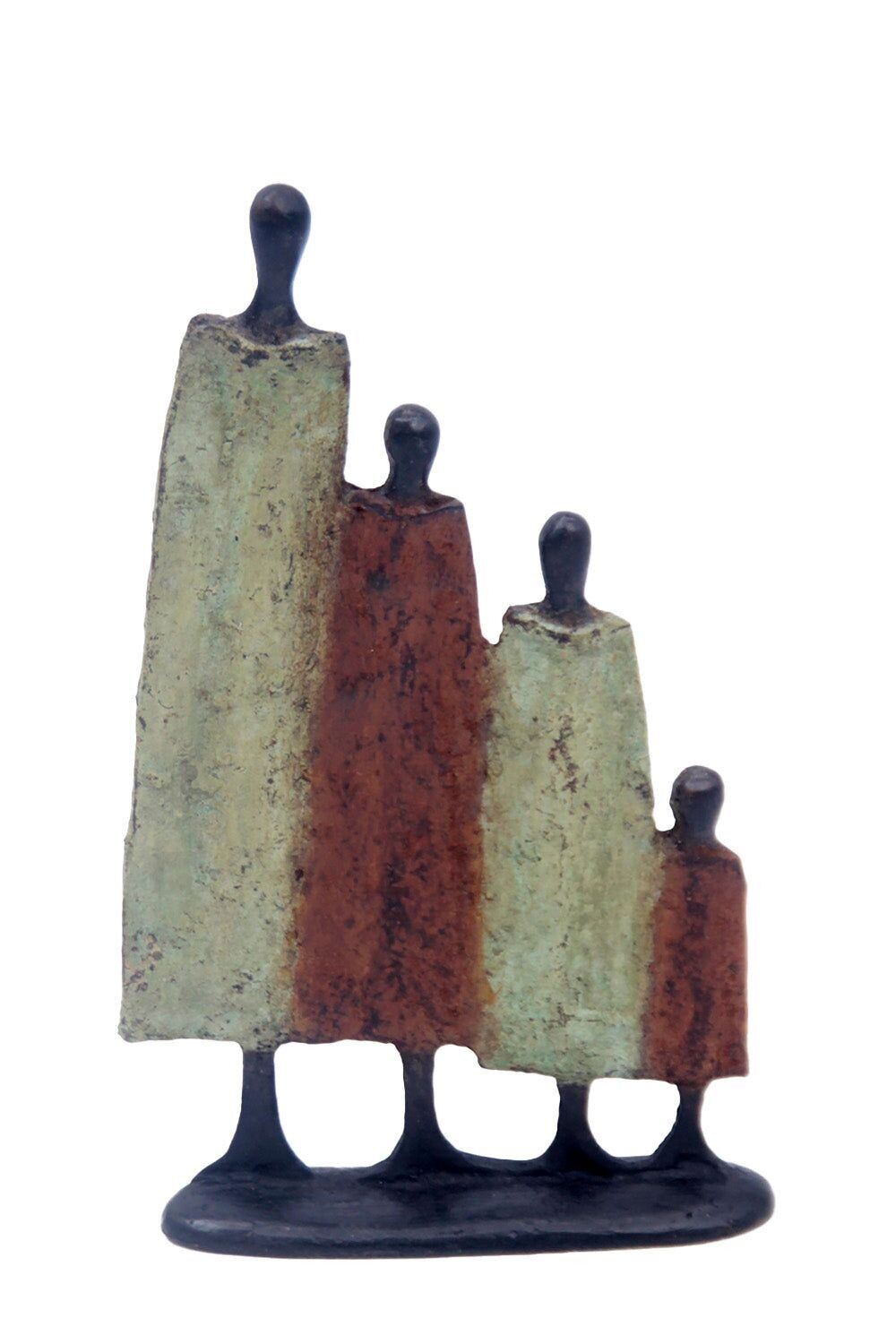 Bronzo famiglia di 4 20 cm marrone e verde n°7