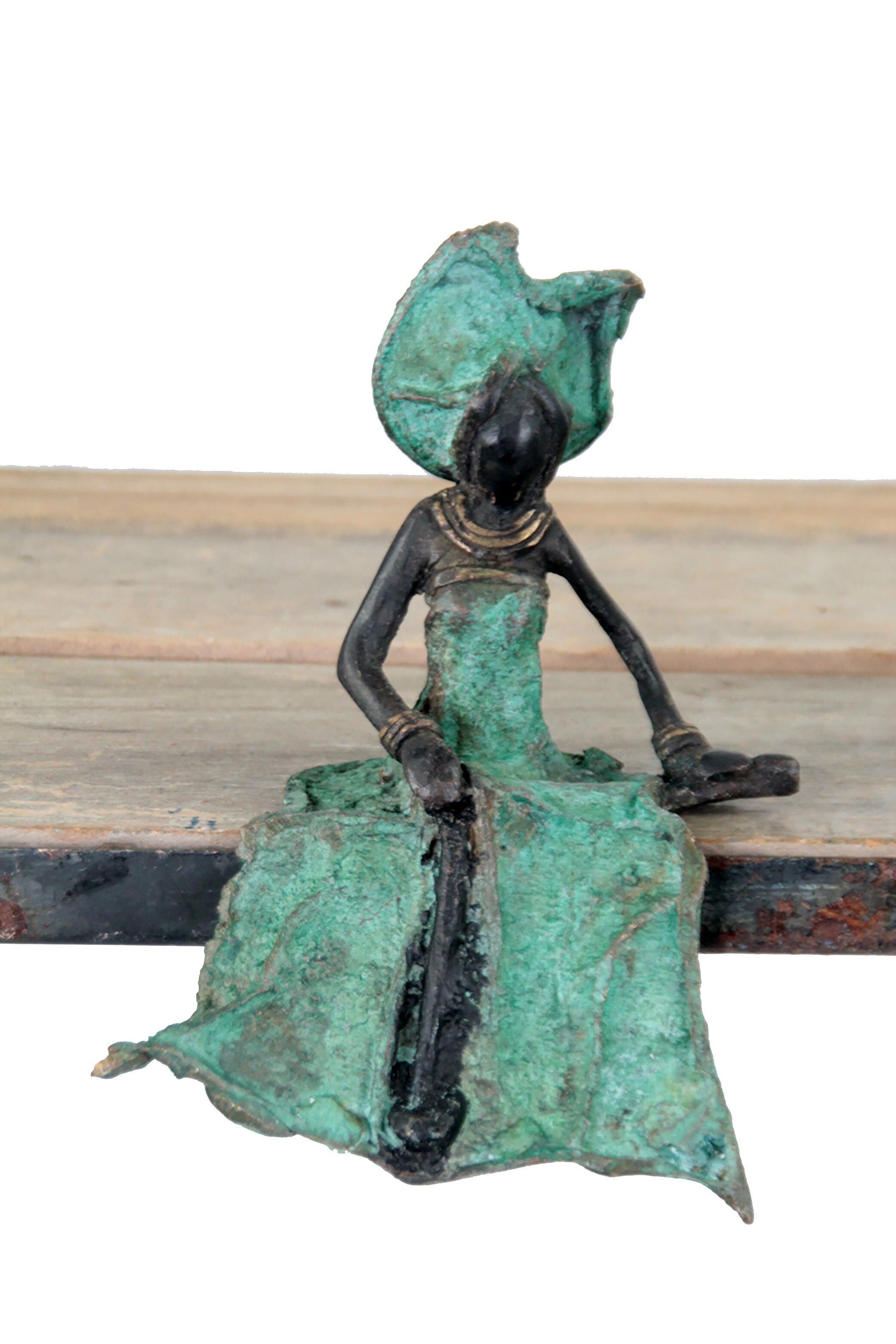 Bronzo seduto 15 cm turchese n°2