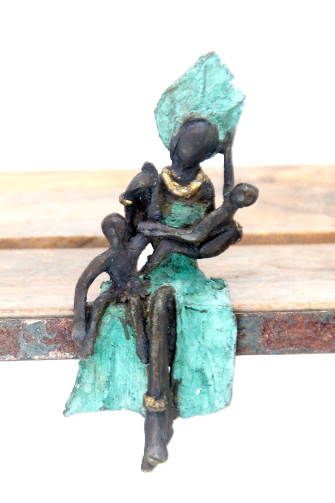 Bronzo seduto 15 cm turchese n°4