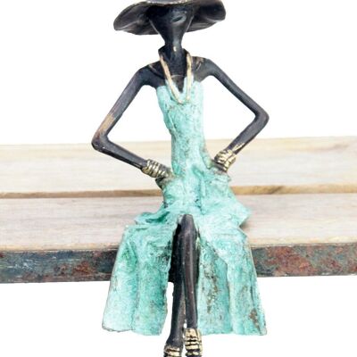 Seated bronze 25 cm turquoise n°8