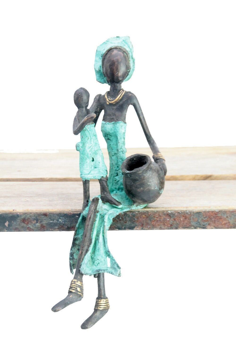 Bronzo seduto 25 cm turchese n°12