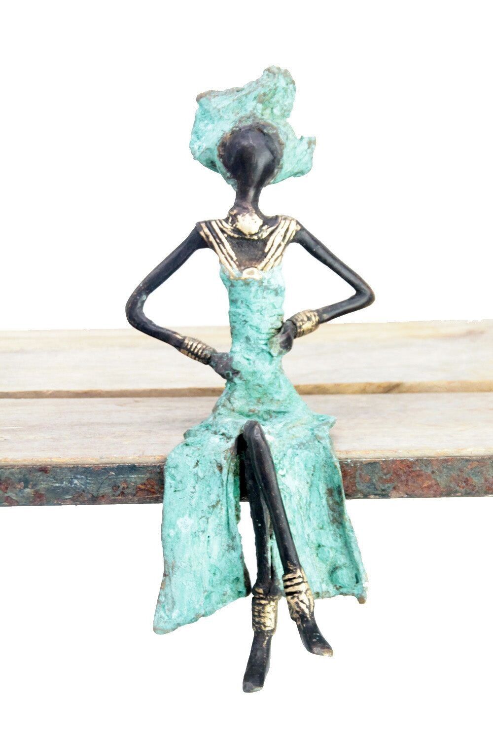 Bronzo seduto 25 cm turchese n°5