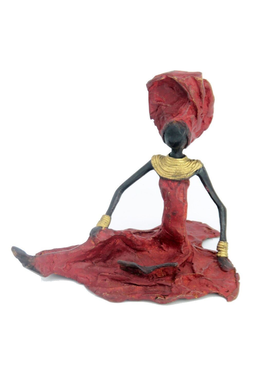 Bronze sitting on the ground 25 cm red n°4