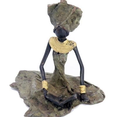 Bronzo seduto a terra 25 cm verde n°9