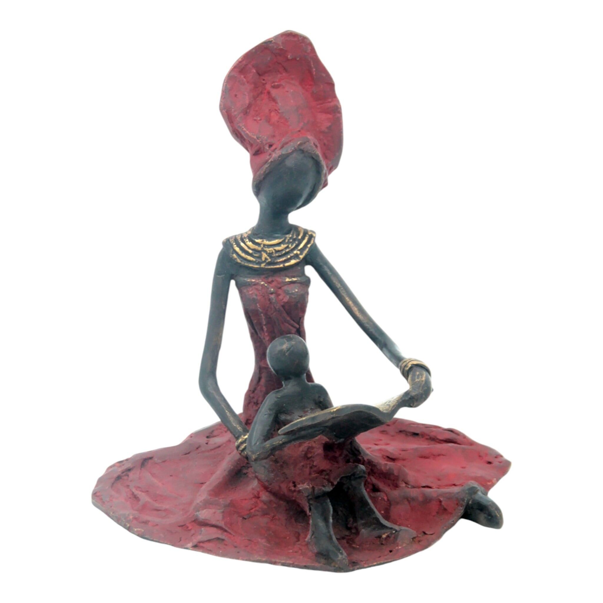 Bronzo seduto a terra 25 cm rosso n°3