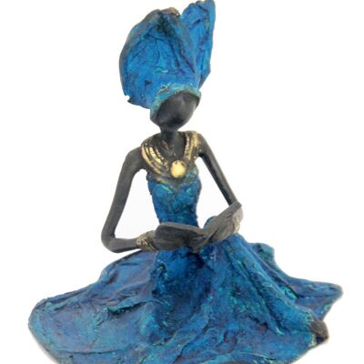 Bronzo seduto a terra 25 cm blu n°6
