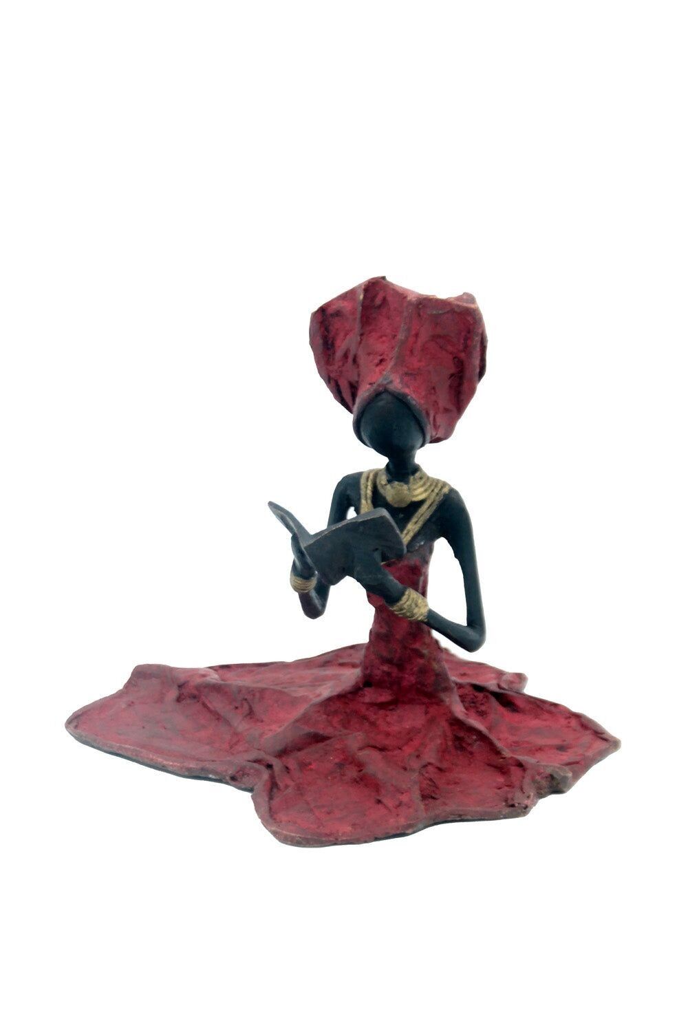 Bronzo seduto a terra cm 25 rosso n°6