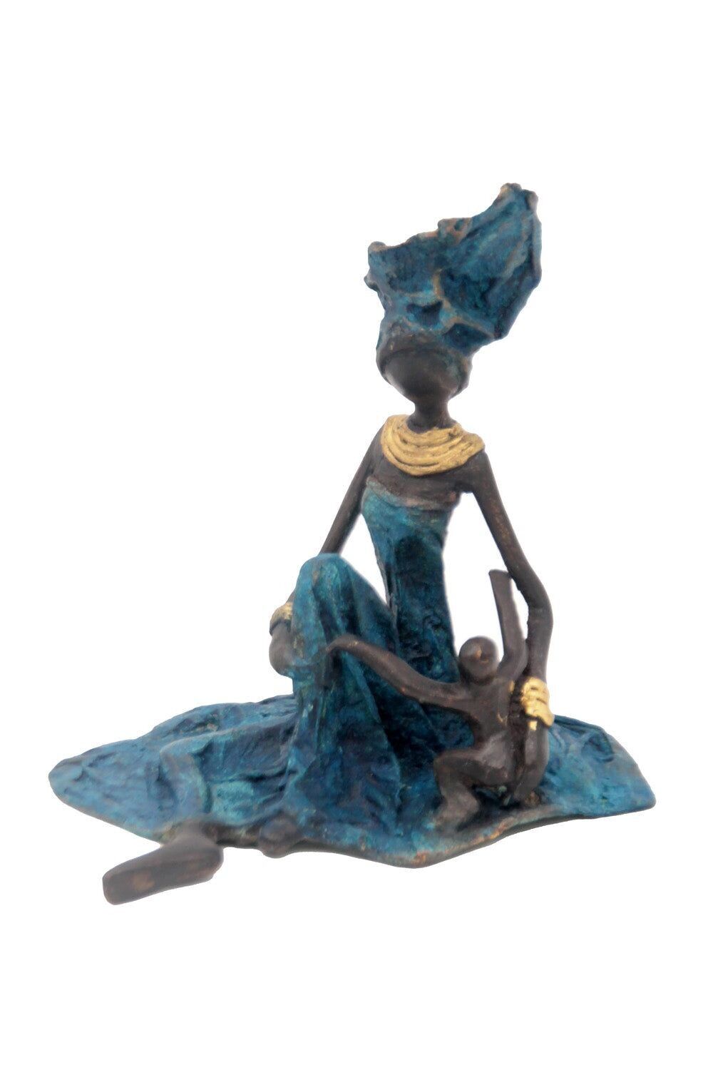 Bronzo seduto a terra 25 cm blu n°3