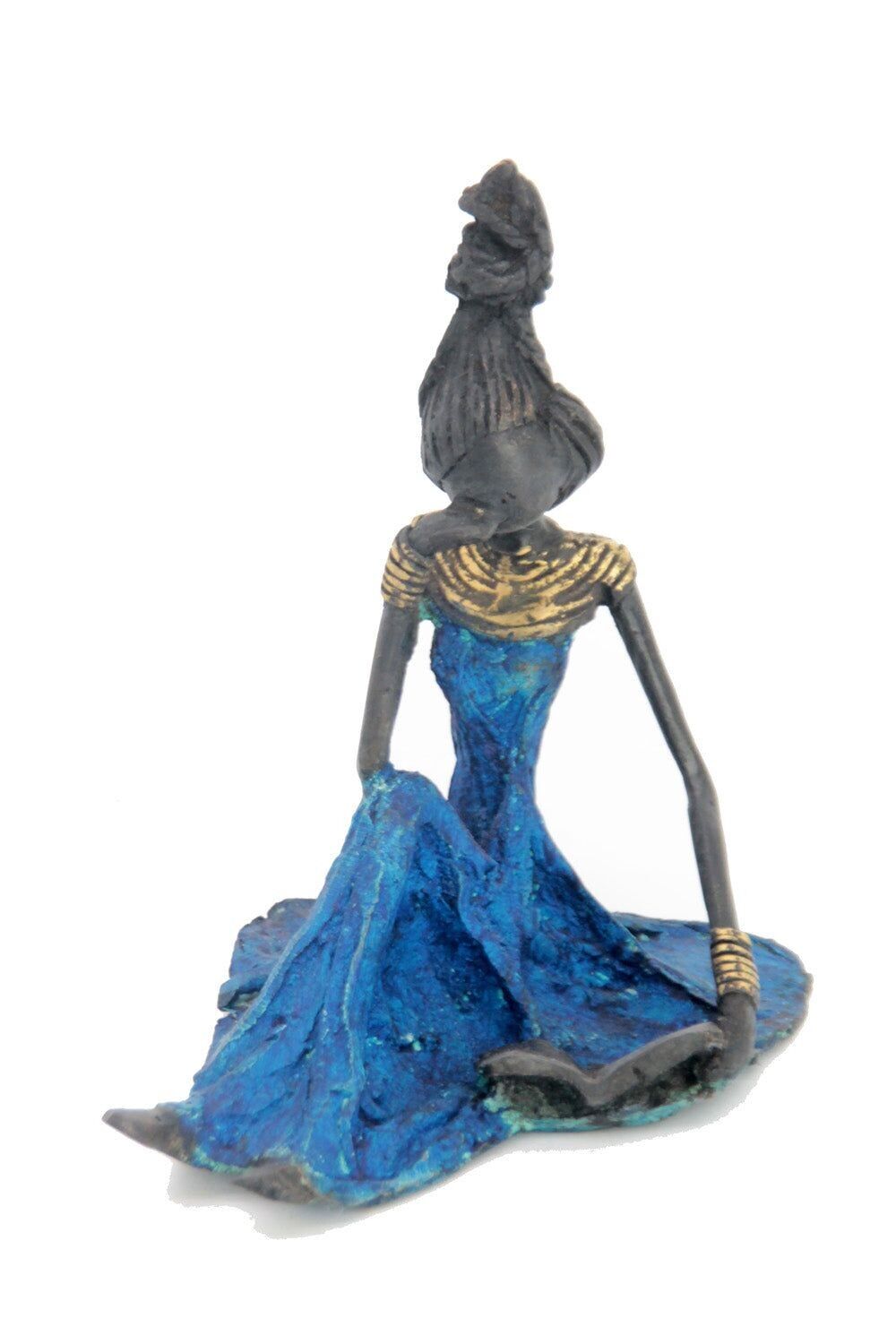 Bronzo seduto a terra 25 cm blu n°4