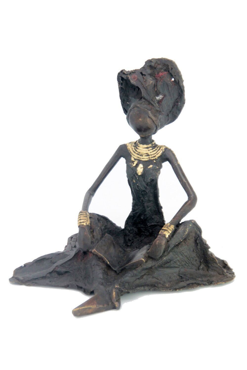 Bronzo seduto a terra 25 cm nero n°7