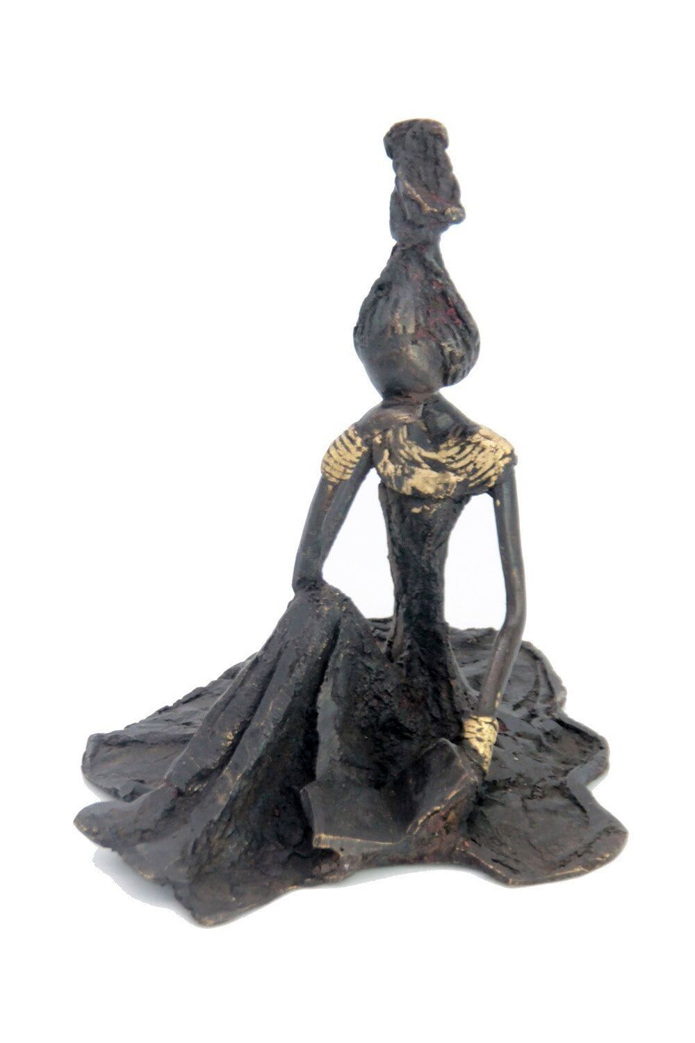 Bronze auf dem Boden sitzend 25 cm schwarz Nr. 2