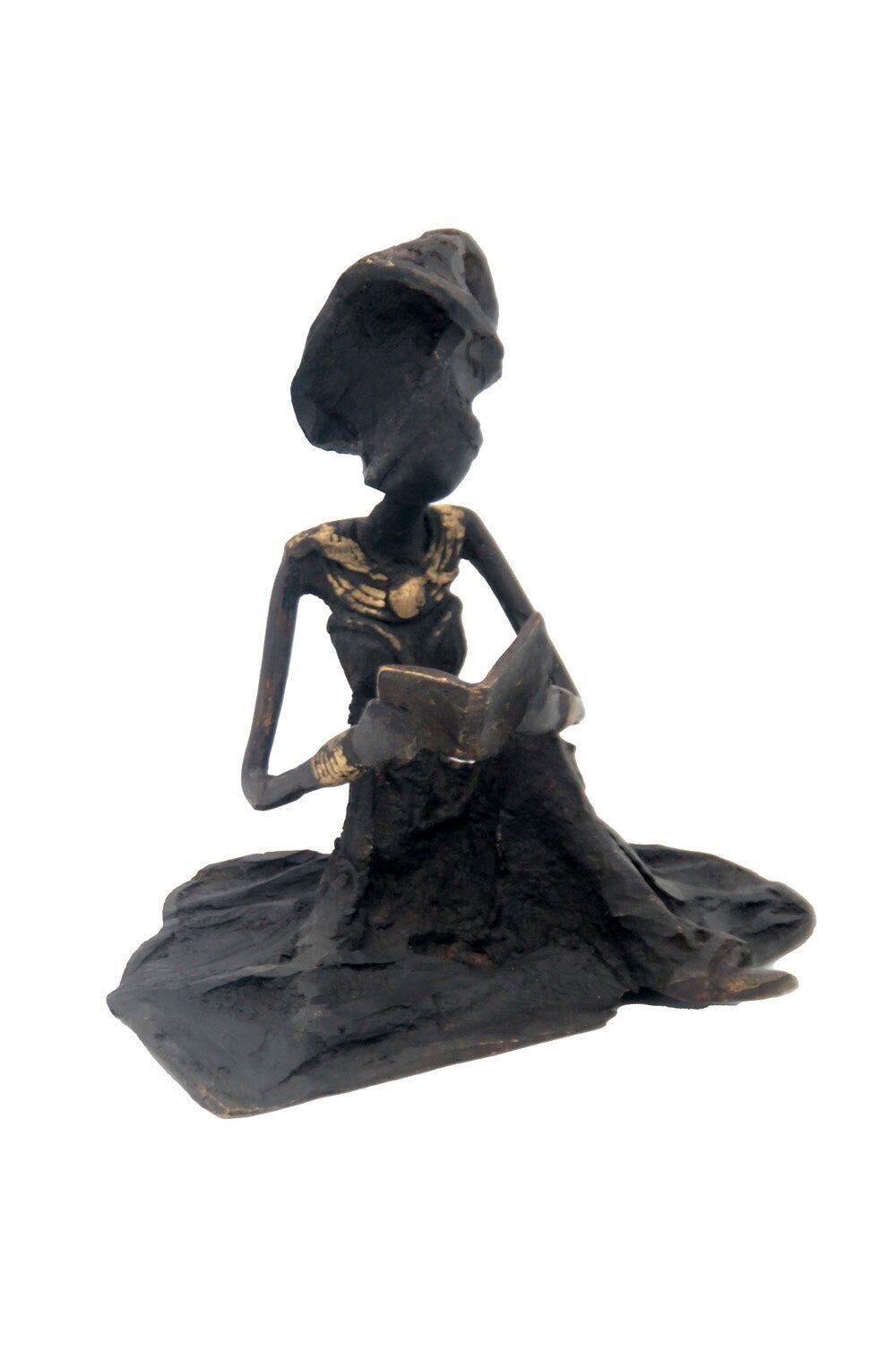 Bronzo seduto a terra 25 cm nero n°10