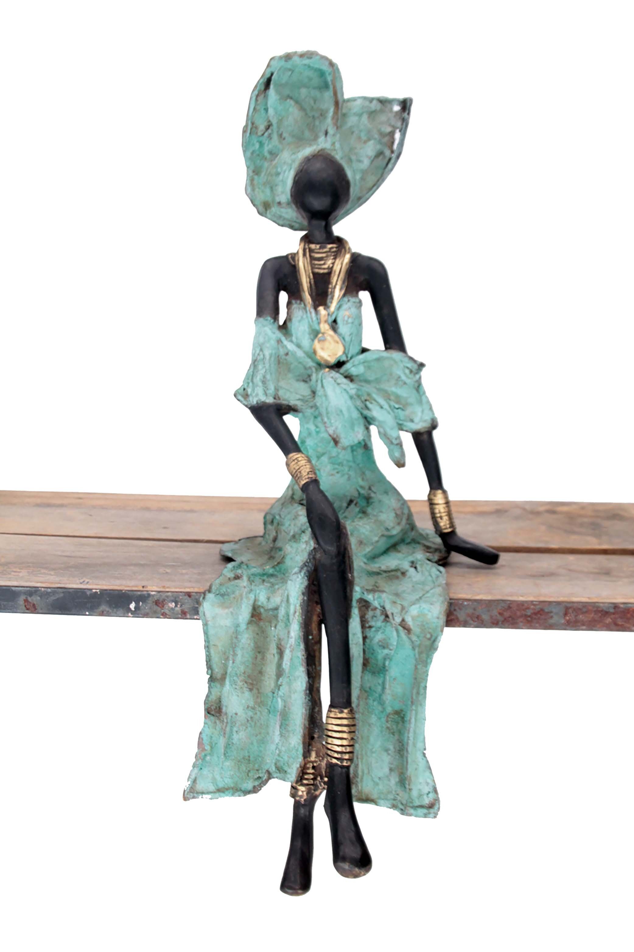 Bronzo seduto 40 cm turchese n°1