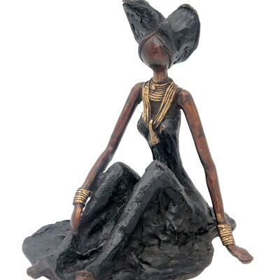 Bronce sentado en el suelo 55 cm negro n°2