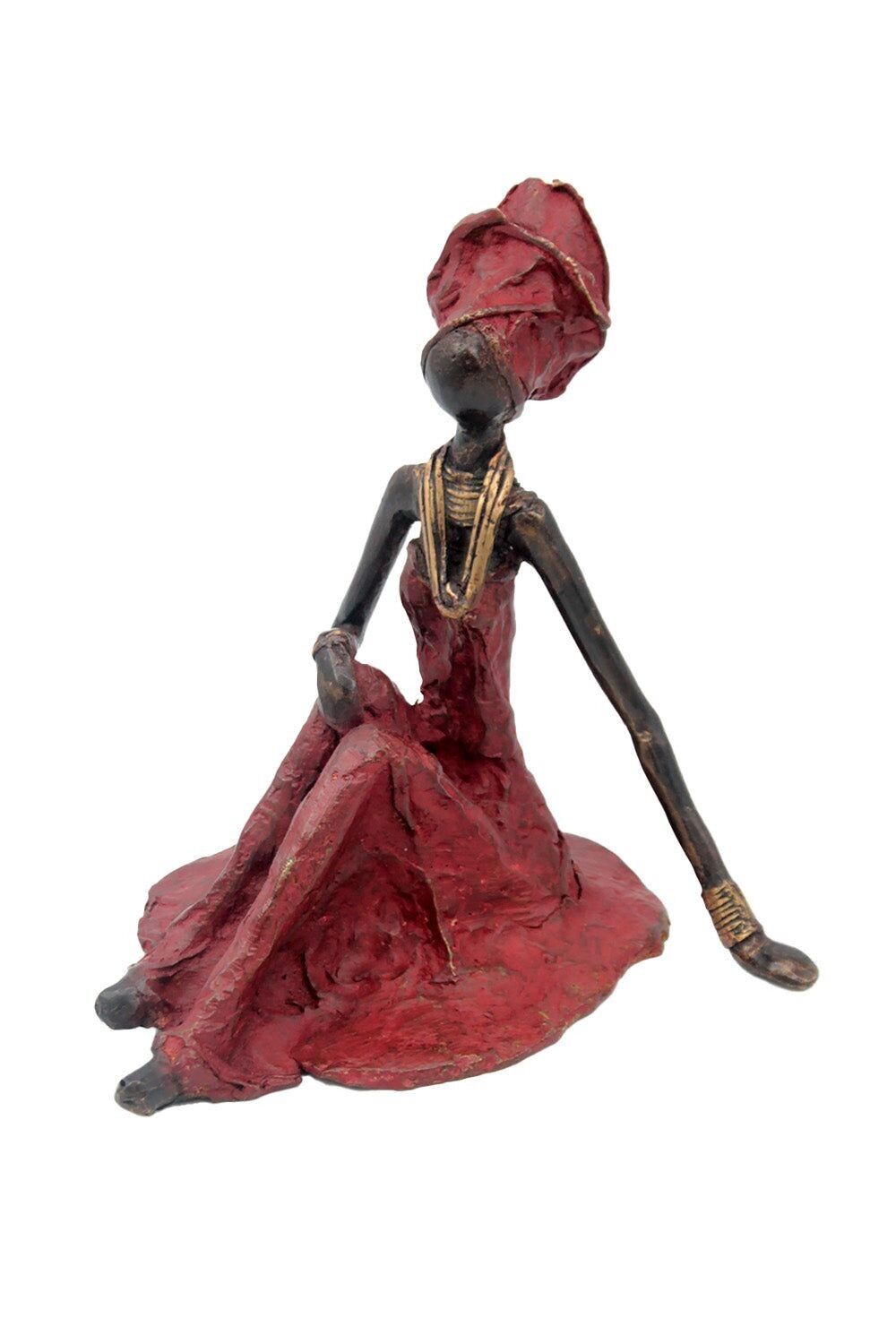 Bronze sitting on the ground 55 cm red n°1