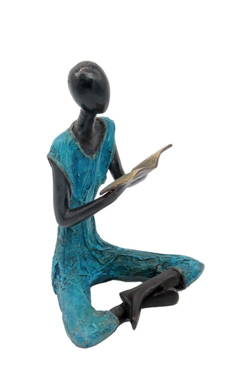 Bronze assis à poser 55 cm bleu n°3