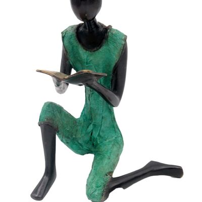 Bronze assis à poser 55 cm turquoise n°2