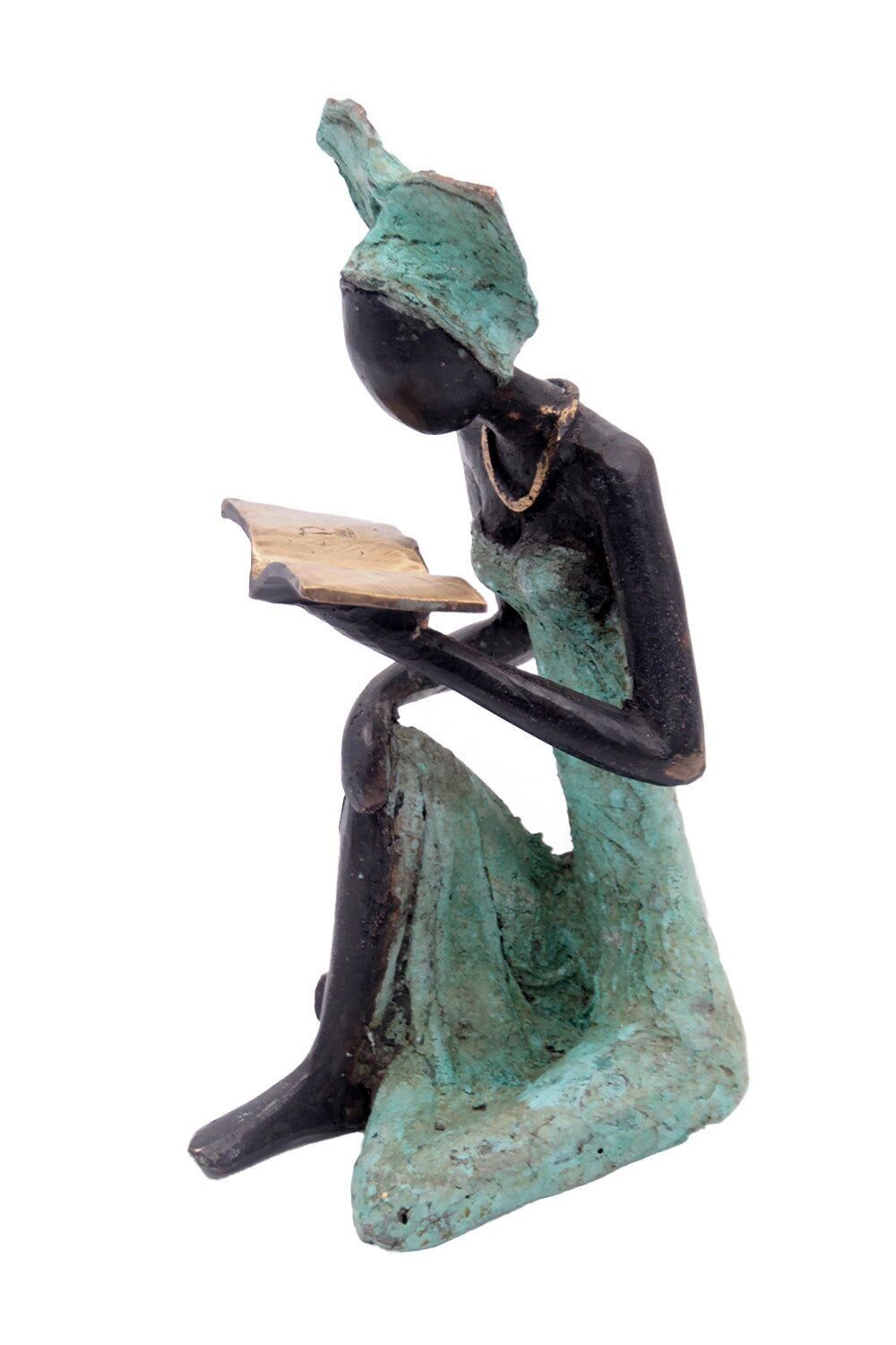 Bronze assis à poser 55 cm turquoise n°4