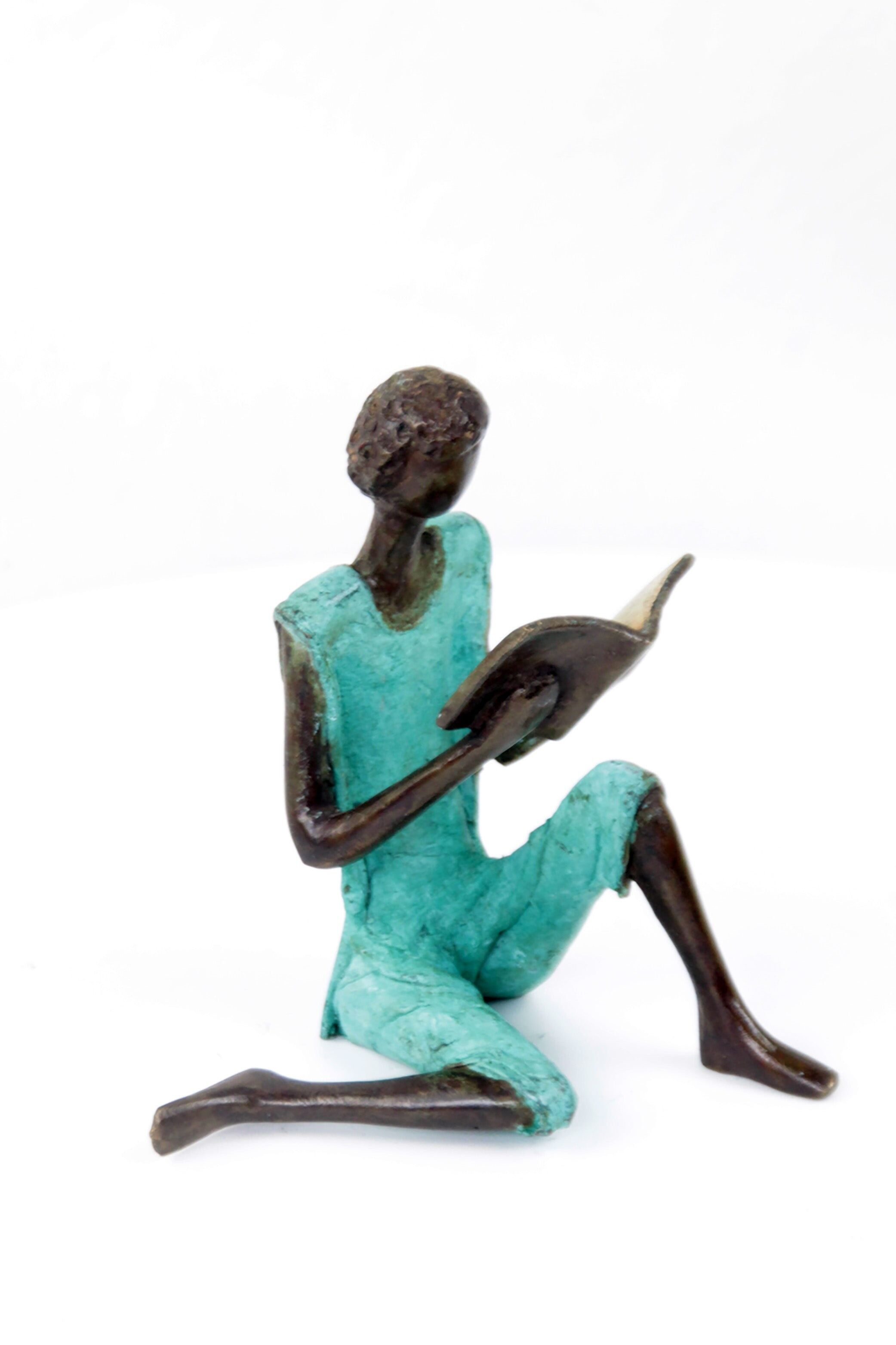 Bronzo seduto 25 cm turchese n°6