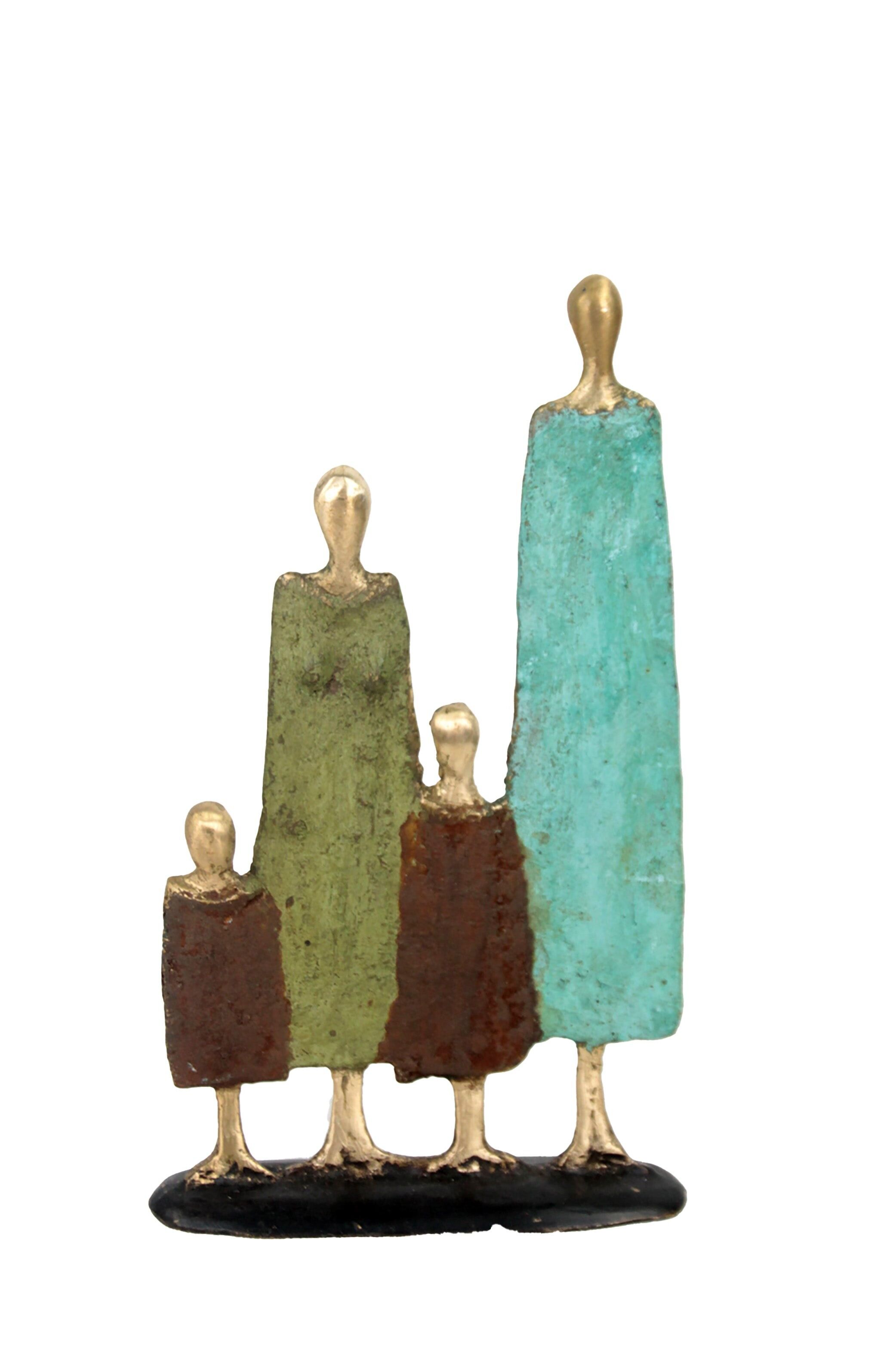 Bronzo famiglia di 4 20 cm marrone e verde n°8
