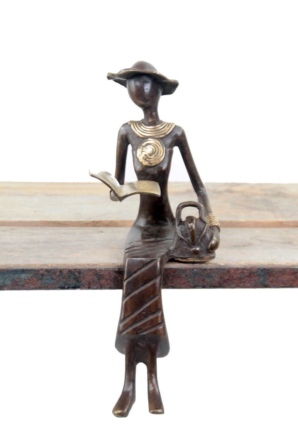 Moma in bronzo seduto 25 cm marrone n°6