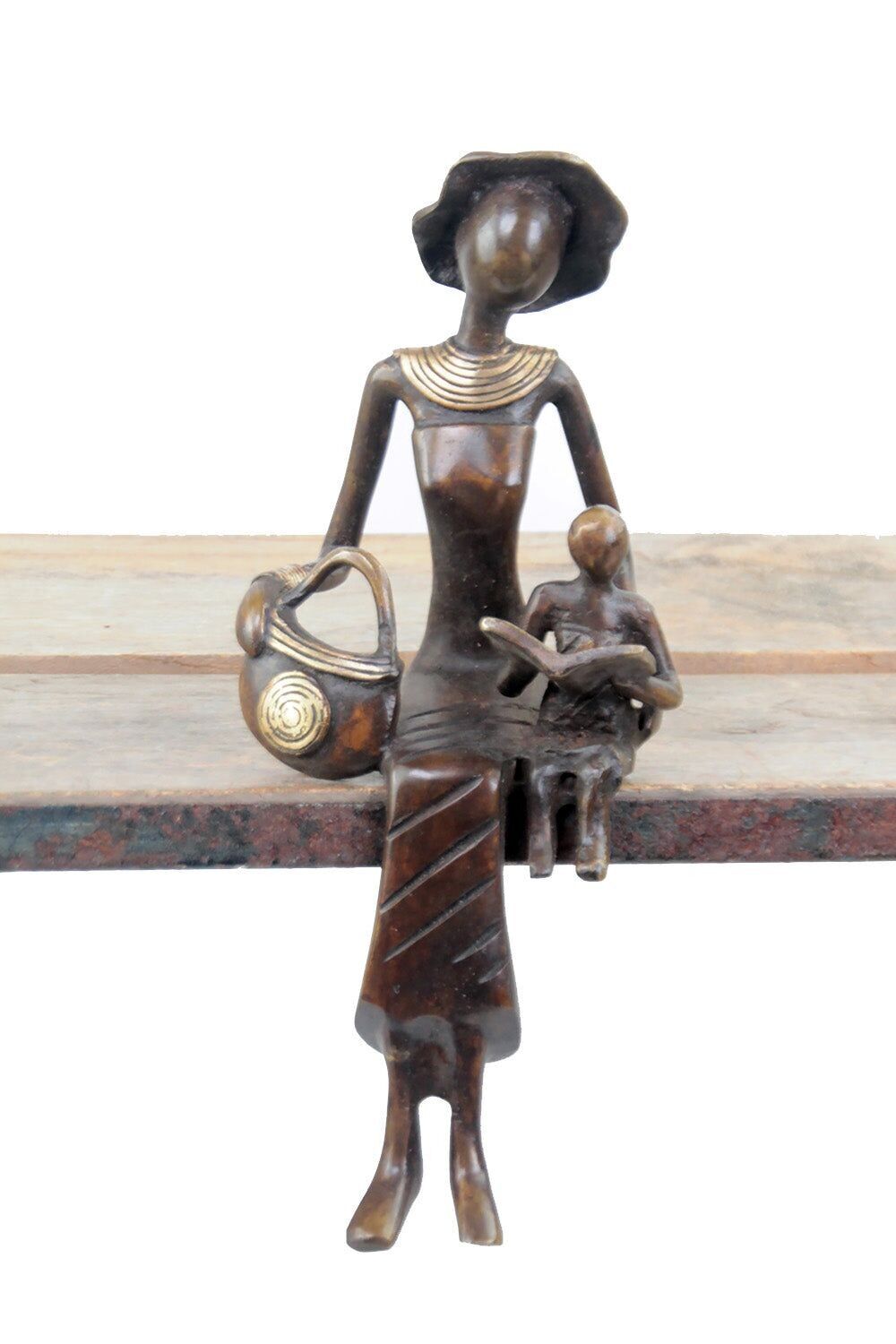 Moma in bronzo seduto 25 cm marrone n°8