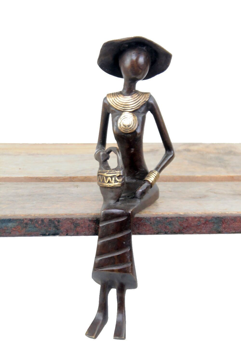 Moma in bronzo seduto 25 cm marrone n°12