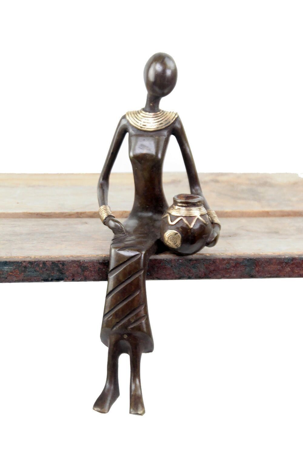 Moma in bronzo seduto 25 cm marrone n°3