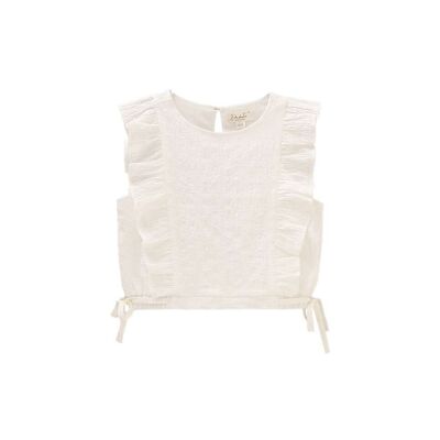 100% cotton girl's blouse with side ruffles