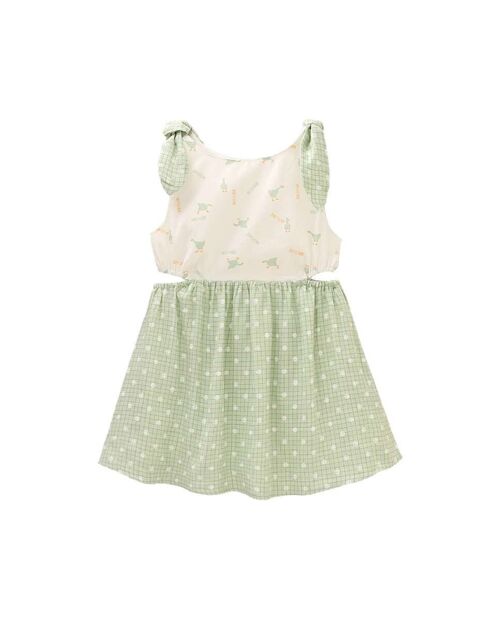 Vestido de niña combinado con lazada en los hombros