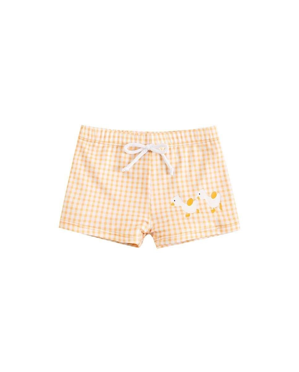 Boxer da neonato in vichy check con dettaglio anatroccolo e coulisse