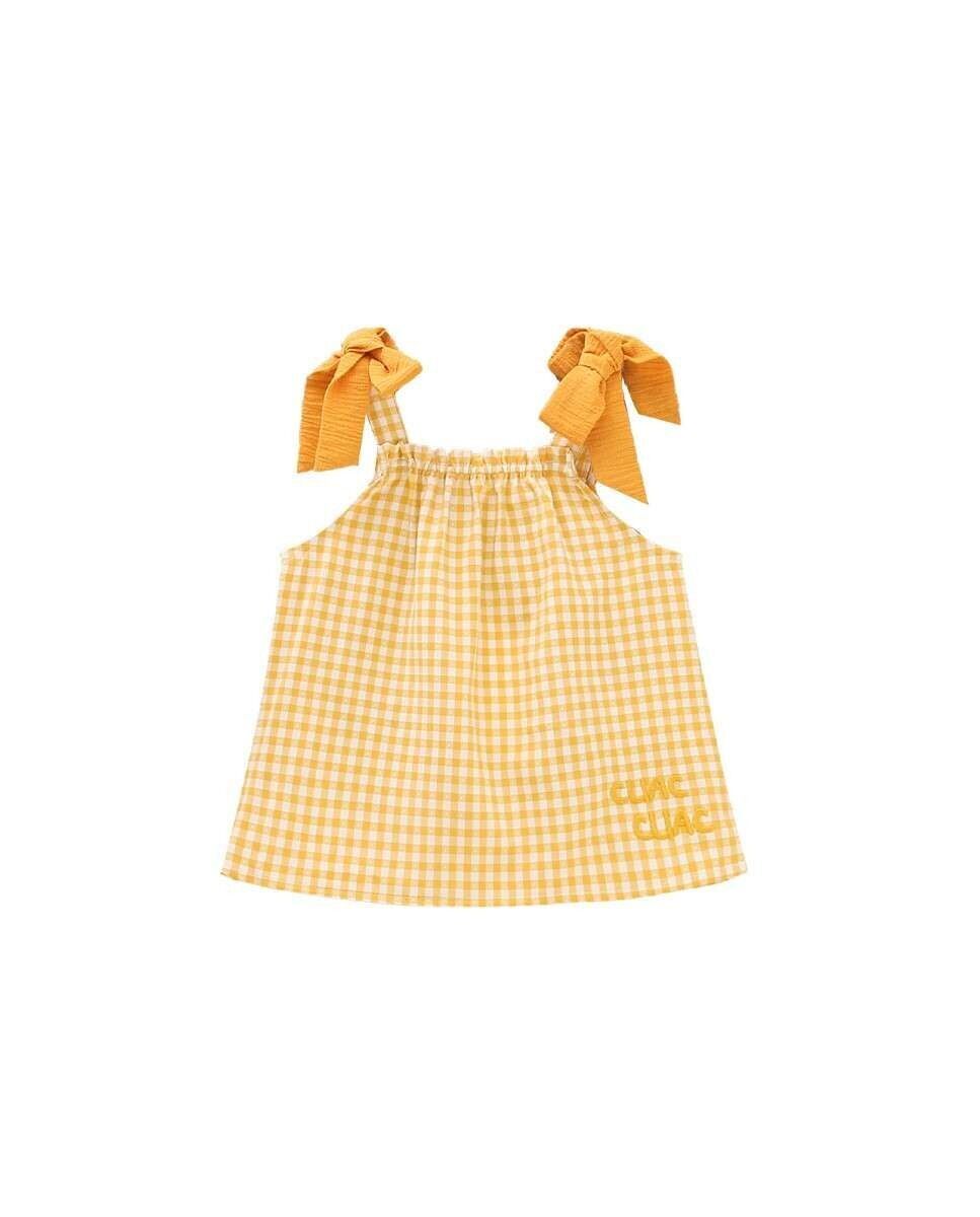 Blusa vichy da neonata con fiocchi sulle spalline