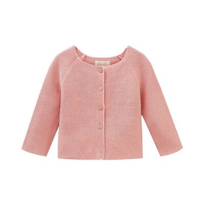Baby pink knitted jacket with wooden buttons