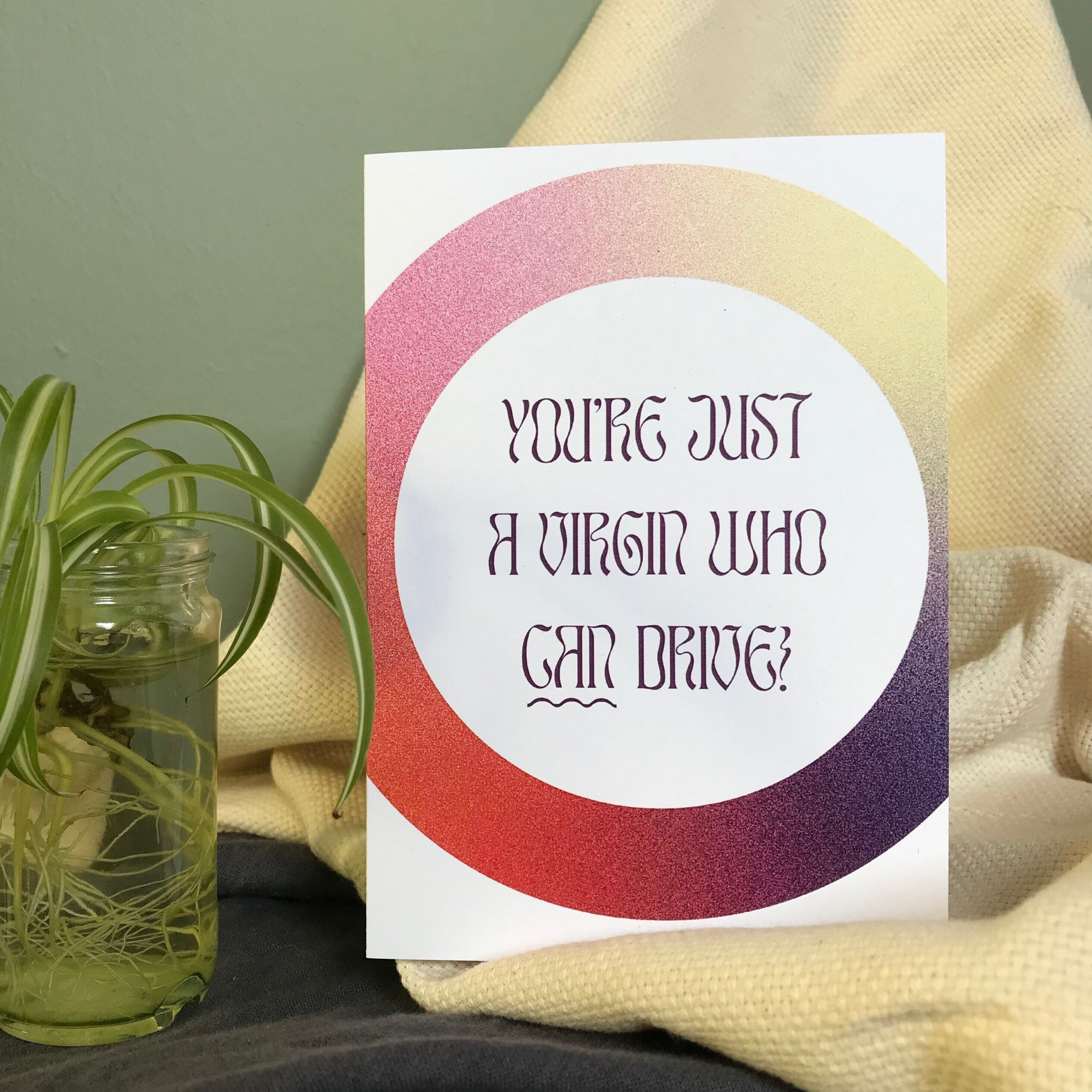 Driving Test Card - You're Just a Virgin Who Can Drive