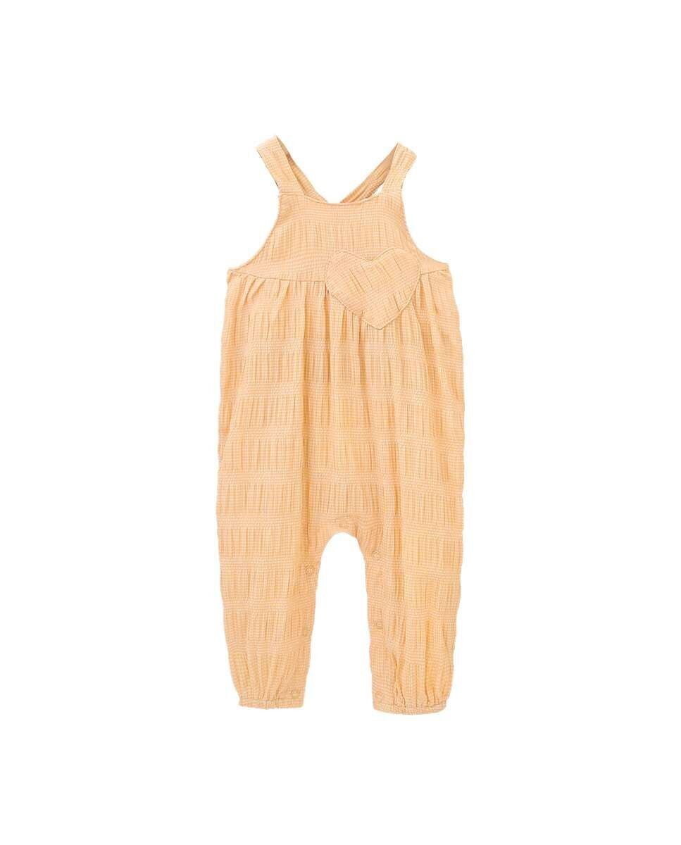 Baby-Latzhose für Mädchen mit gelber Herzstickerei