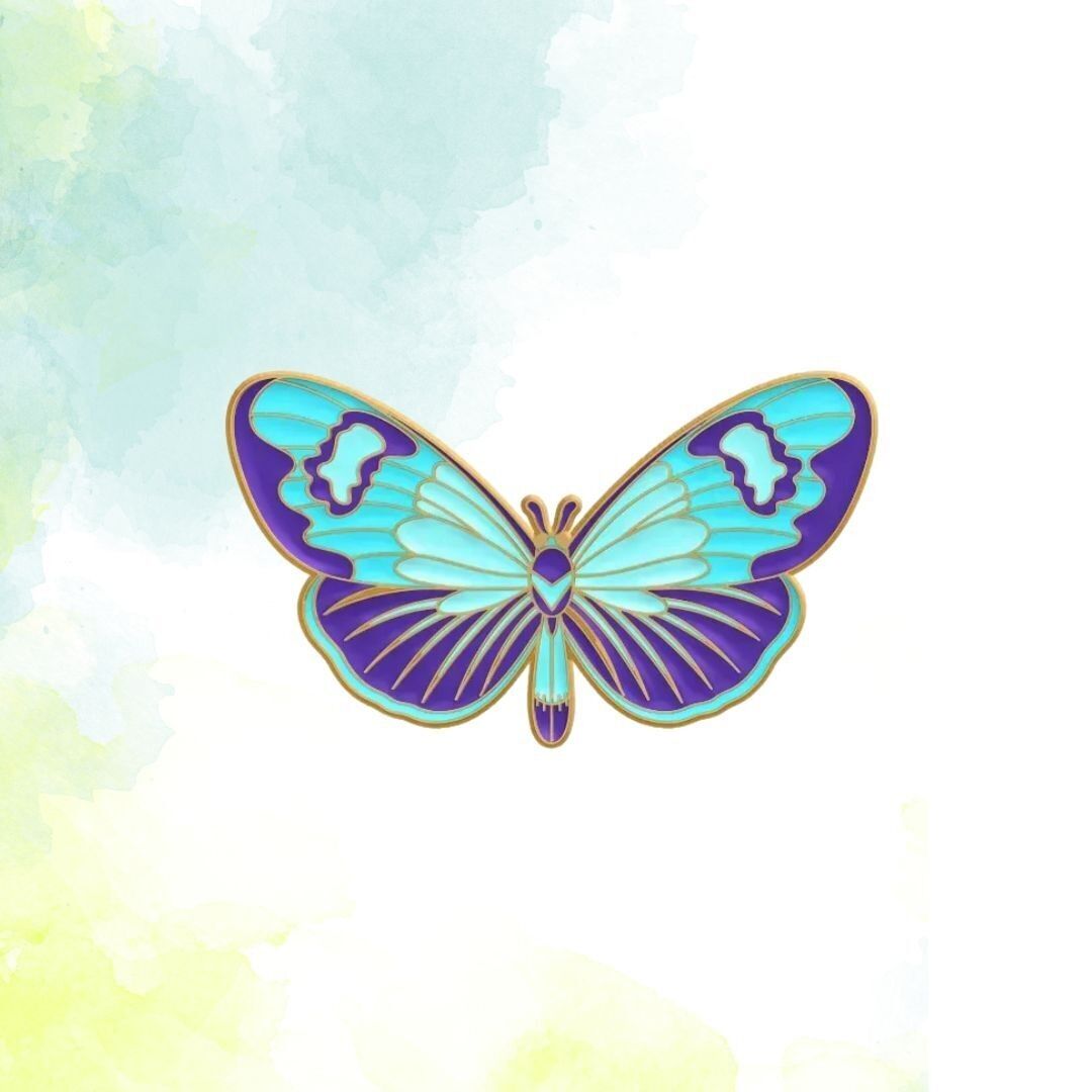 épingle papillon bleu