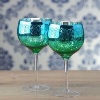 Set di 2 bicchieri da gin pavone