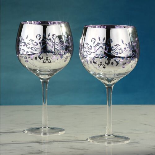 Set of 2 Filigree Gin Glasses Lilac
