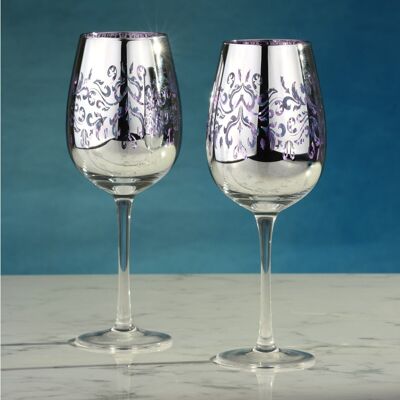 Set of 2 Filigree Wine Glasses Lilac